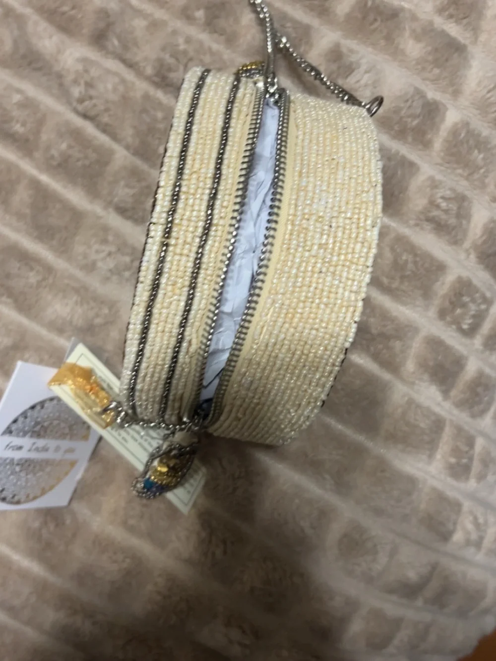NWT from India to you - Beaded Caviar Novelty bag with gold chain strap